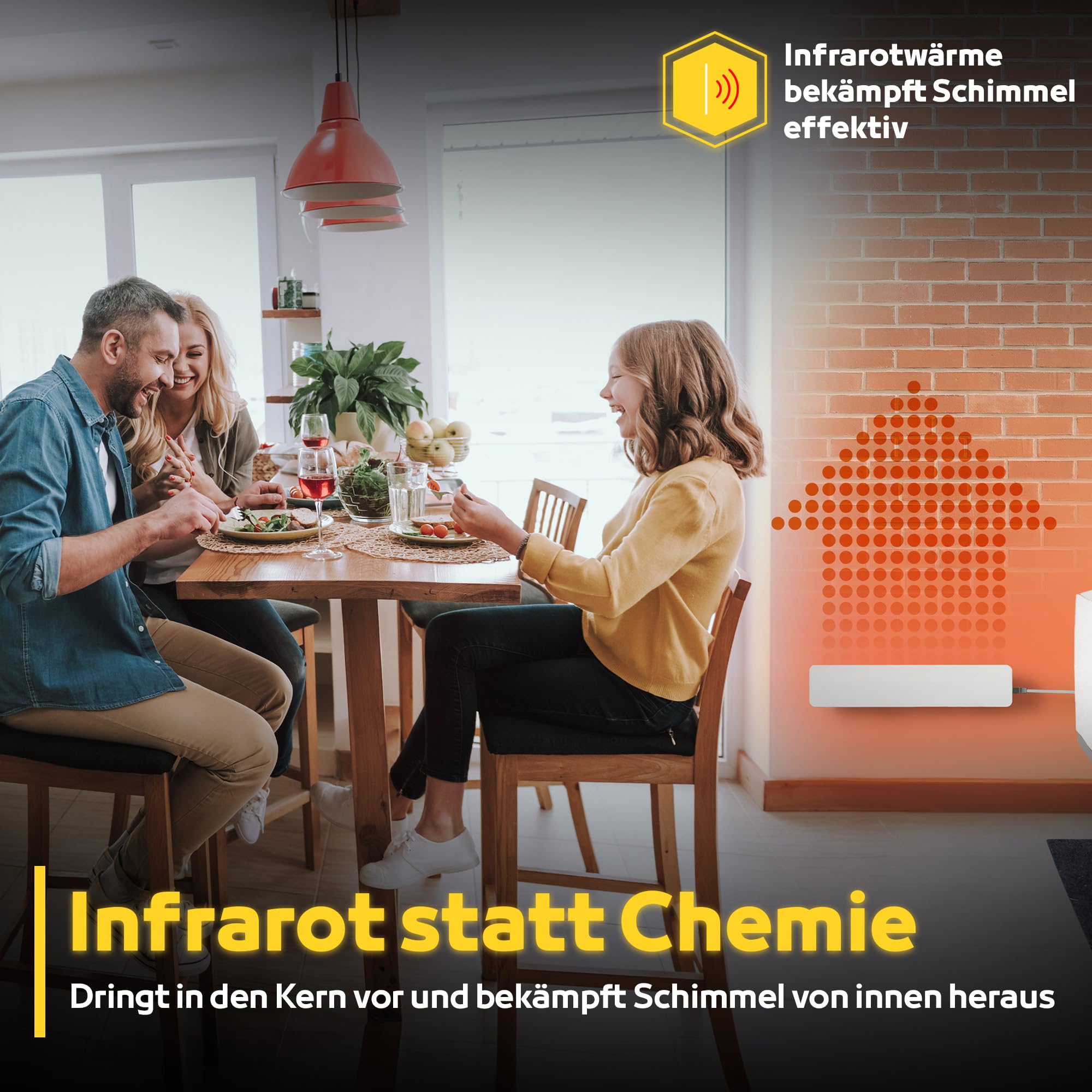 Schimmelentferner Wand innen & Bad - Infrarot Anti Schimmel Heizung Set - Schimmelfrei ohne Chemie Chlorfrei - Alternative zu Schimmelspray - Antischimmel Wandtrockner wirkt dauerhaft