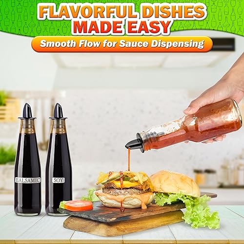 Miniatura 7 de Paquete de 12 vertedores de licor para verter licor, de flujo libre, a prueba de fugas, vertedores clásicos de botellas para alcohol, botellas de