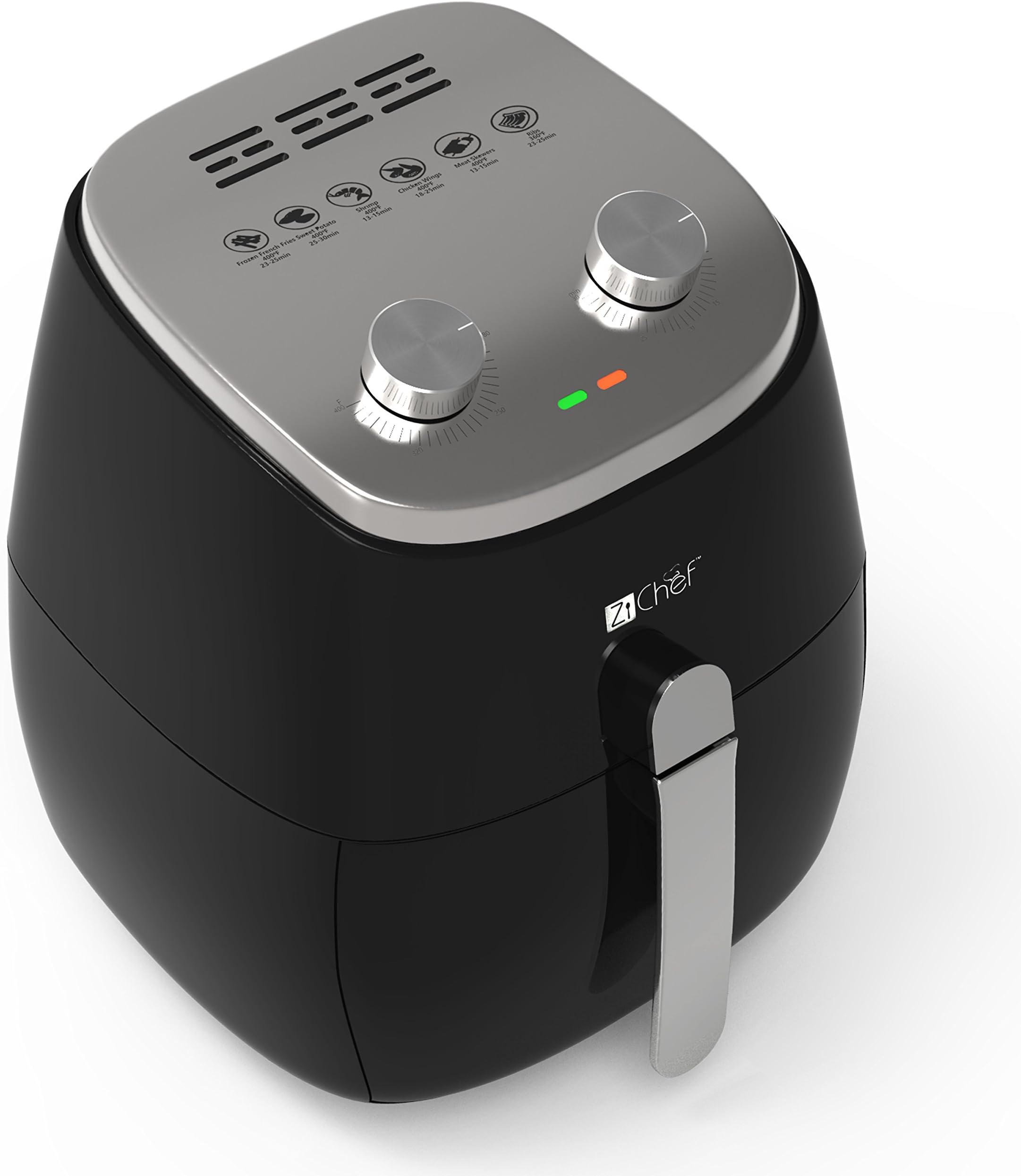 ZiChef Healthy Air Fryer: Deluxe XL 3.7 QT Air Fryer Pot + Color Cookbook Set| Top Air Frying Kit w/Baking Tray| 3 In 1 Cooking Set for Even Cooking| Easy To Clean & Dishwasher Safe Air Fryer Set