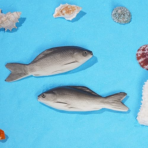 Miniatura 6 de jiebor 6 piezas de peces falsos de juguete realista de peces artificiales de Halloween, peces de mar de goma pequeños para cocina, hogar, mercado,