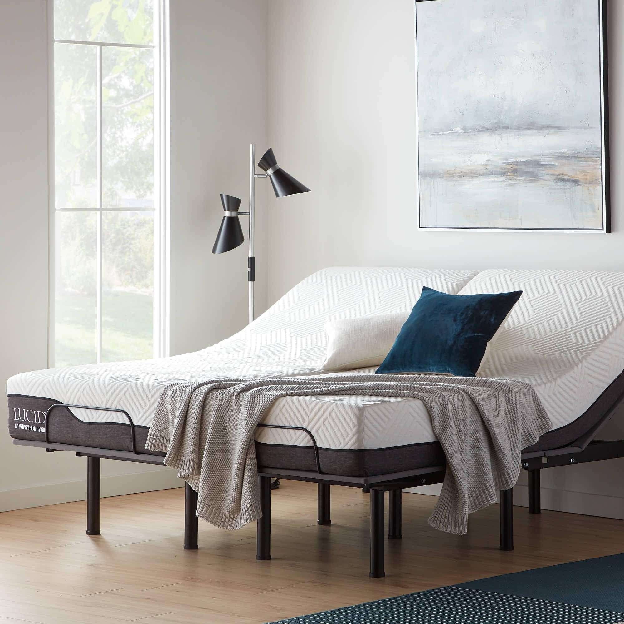L150 Adjustable Base – Bed Frame with Head and Foot Incline – Wireless Remote Control – Premium Quiet Motor, Twin XL size, Charcoal