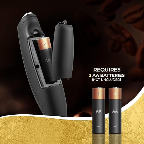 Miniatura 6 de Righwa Espumador de leche y batidor de huevos, espumador de mano 2 en 1 para café y batidor de huevo, espumador a pilas con soporte, apagado