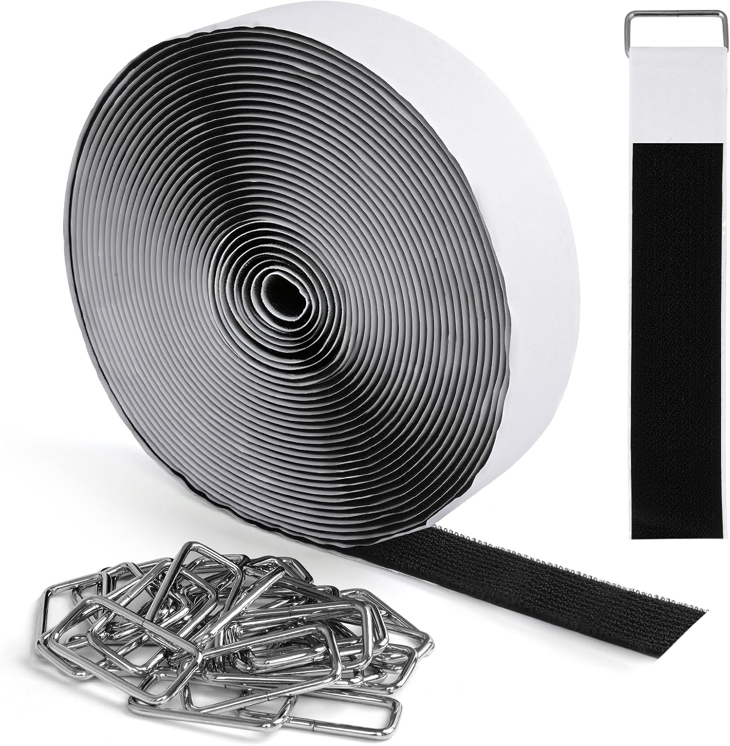 1.5 in x 32 ft Hook & Loop Tape Roll, Strong Adhesive, Double-Sided Strips