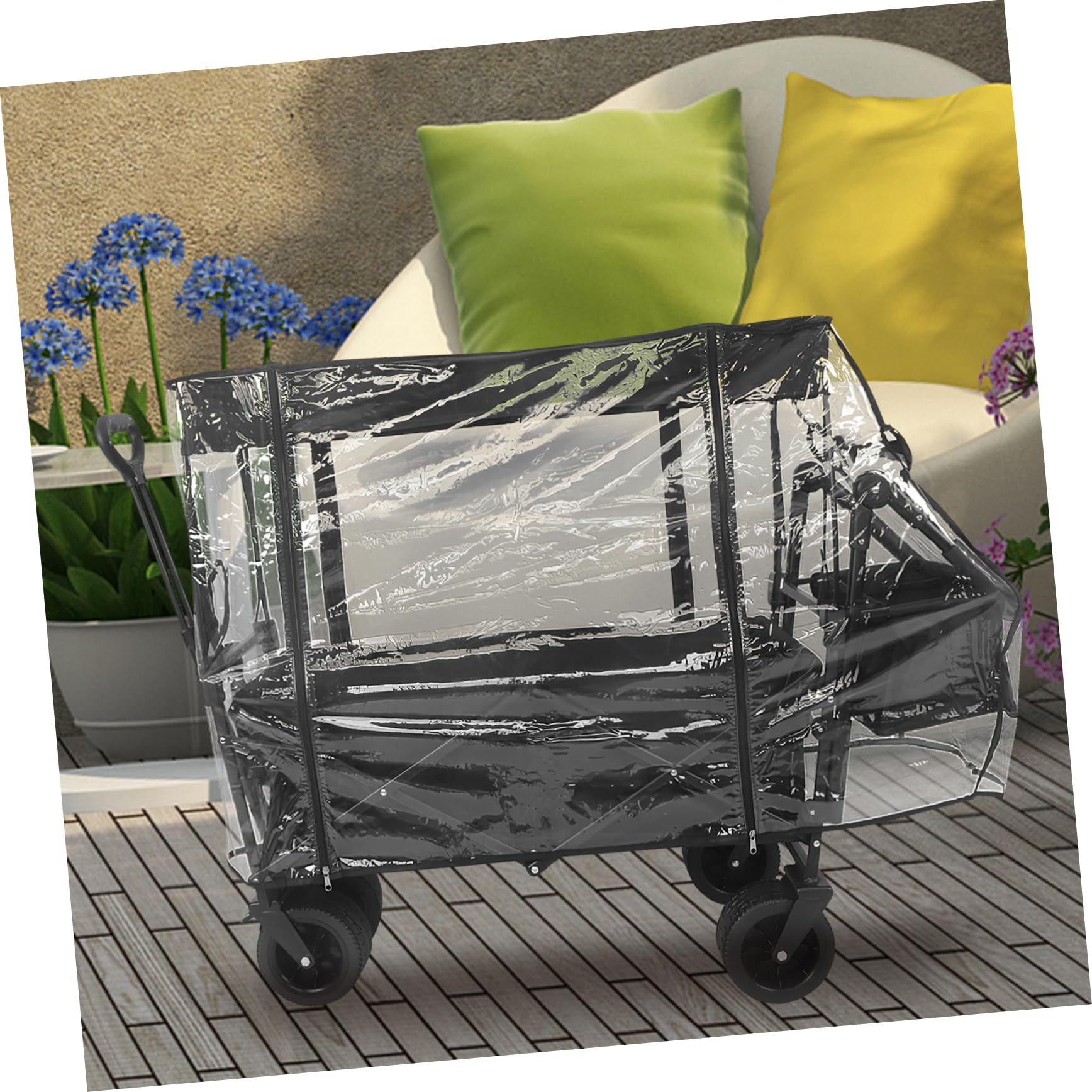 Cabilock Transparente Pvc Regenabdeckung für Wagen und Gartenwagen Faltbar mit Sonnenschutz Universelle Outdoor Abdeckung für Picknick und Camping