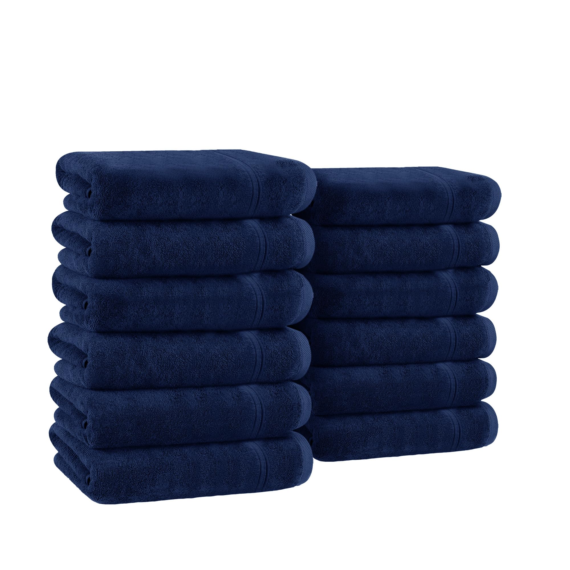 Velosso 12 Pack Hampi Face Cloths Luxuriously Soft, Highly Absorbent 100% Combed Ring Spun Cotton, Oversized Thick Face Cloths 30 x 30 cm, Premium Face Cloths Spa & Hotel (Navy)