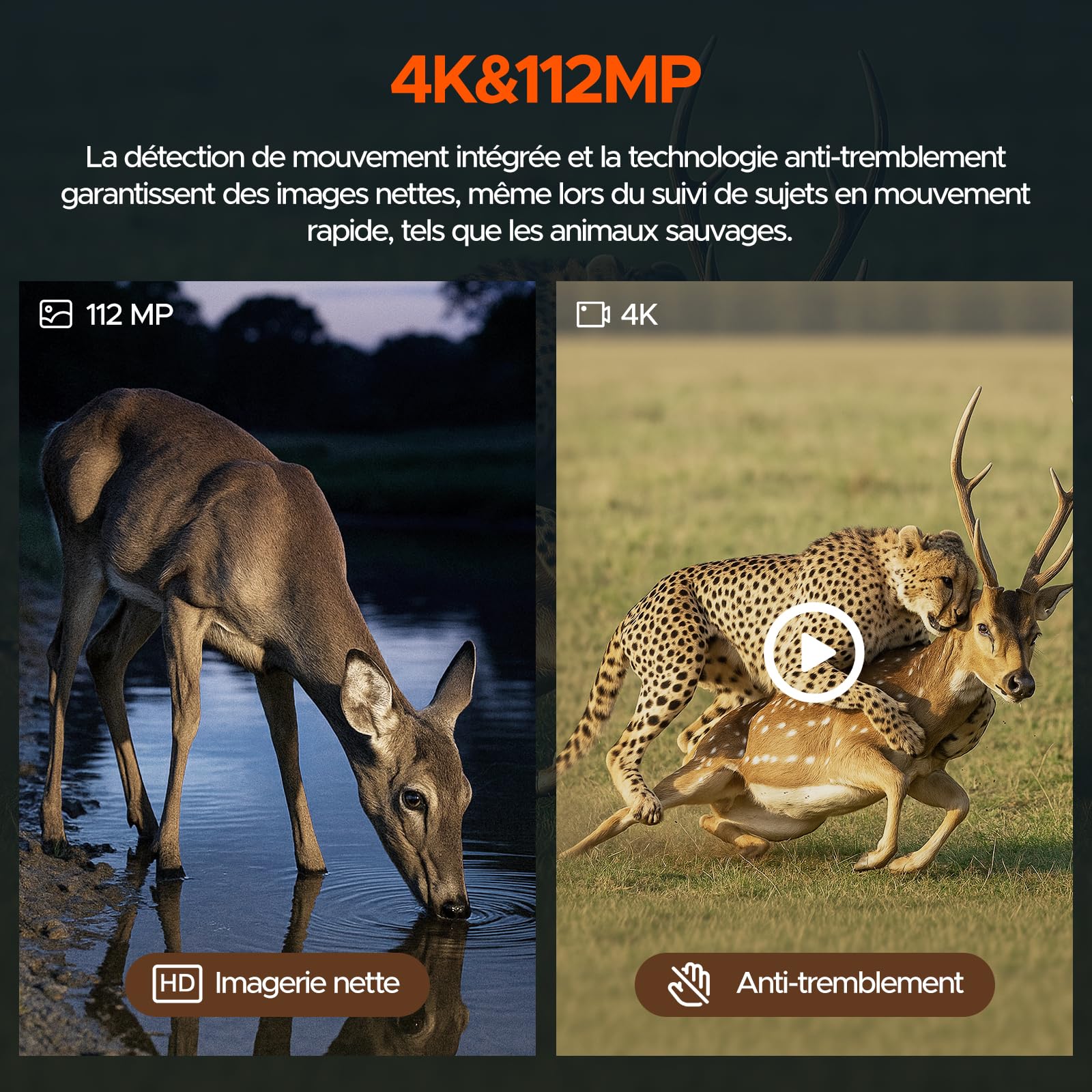 Jumelle Vision Nocturne, 4K UHD 112MP Jumelles Vision Nocturne avec Carte 64GB & Batterie 5000mAh Rechargeable, Jumelle Infrarouge Vision Nocturne Zoom Numérique 12X Portée 450m – Chasse, Observation