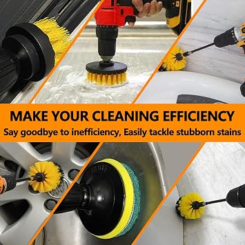 46PCS Drill Brush Attachment Set, All Purpose Power Cleaning Brush Set with Brush, Scrub Pads, Sponge, Car Polishing Pads, Extend Long Attachment for Bathroom Kitchen, Tile, Sinks, Car