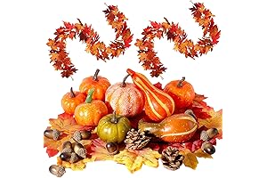 50pcs Fall Leaves Decor Set with Artificial Pumpkins