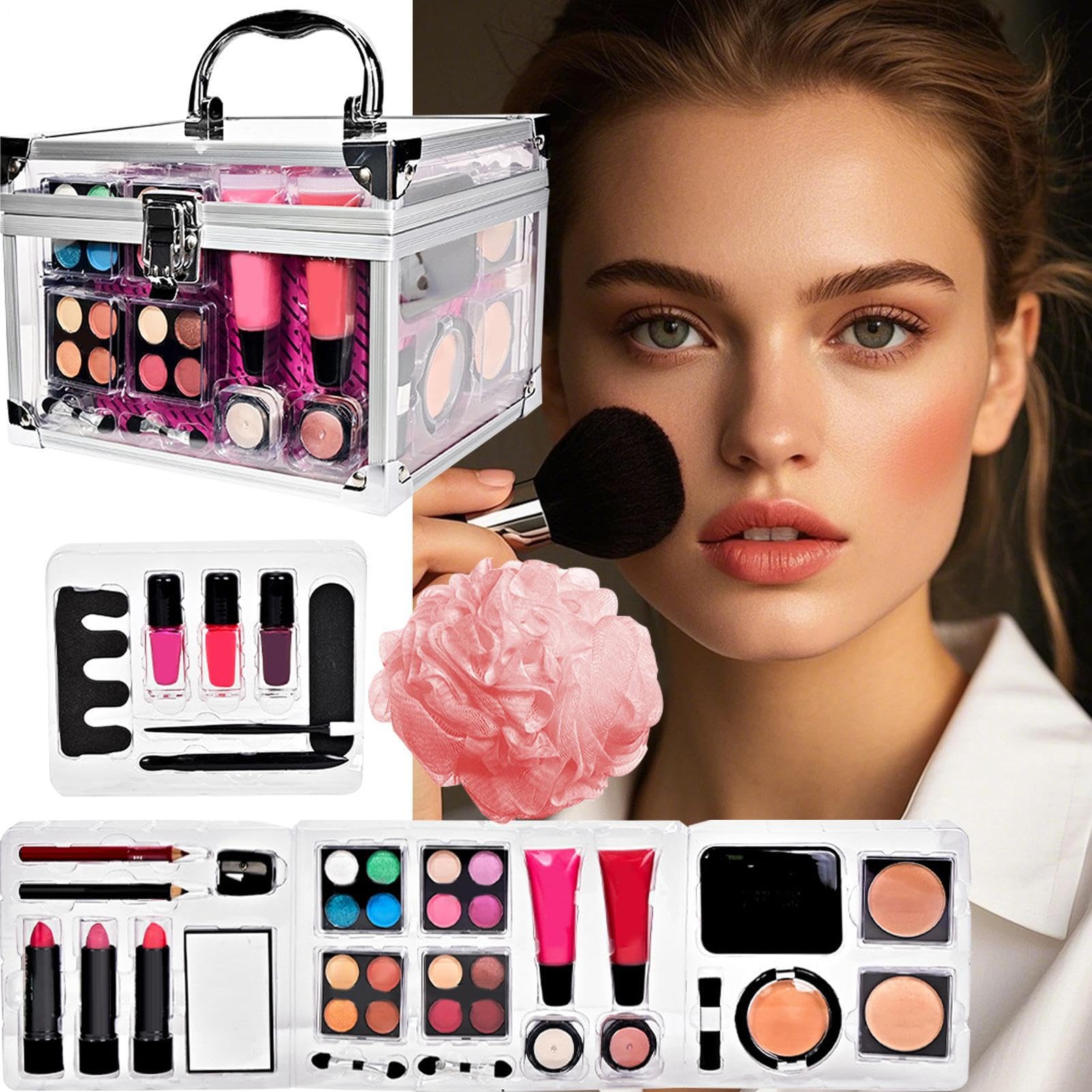 Kit De Maquillaje Para Adolescentes Estuche De Maquillaje Portátil | Maletín De Cosméticos Para Diario Halloween Bodas Novias Adolescentes Teatro Y Actuaciones