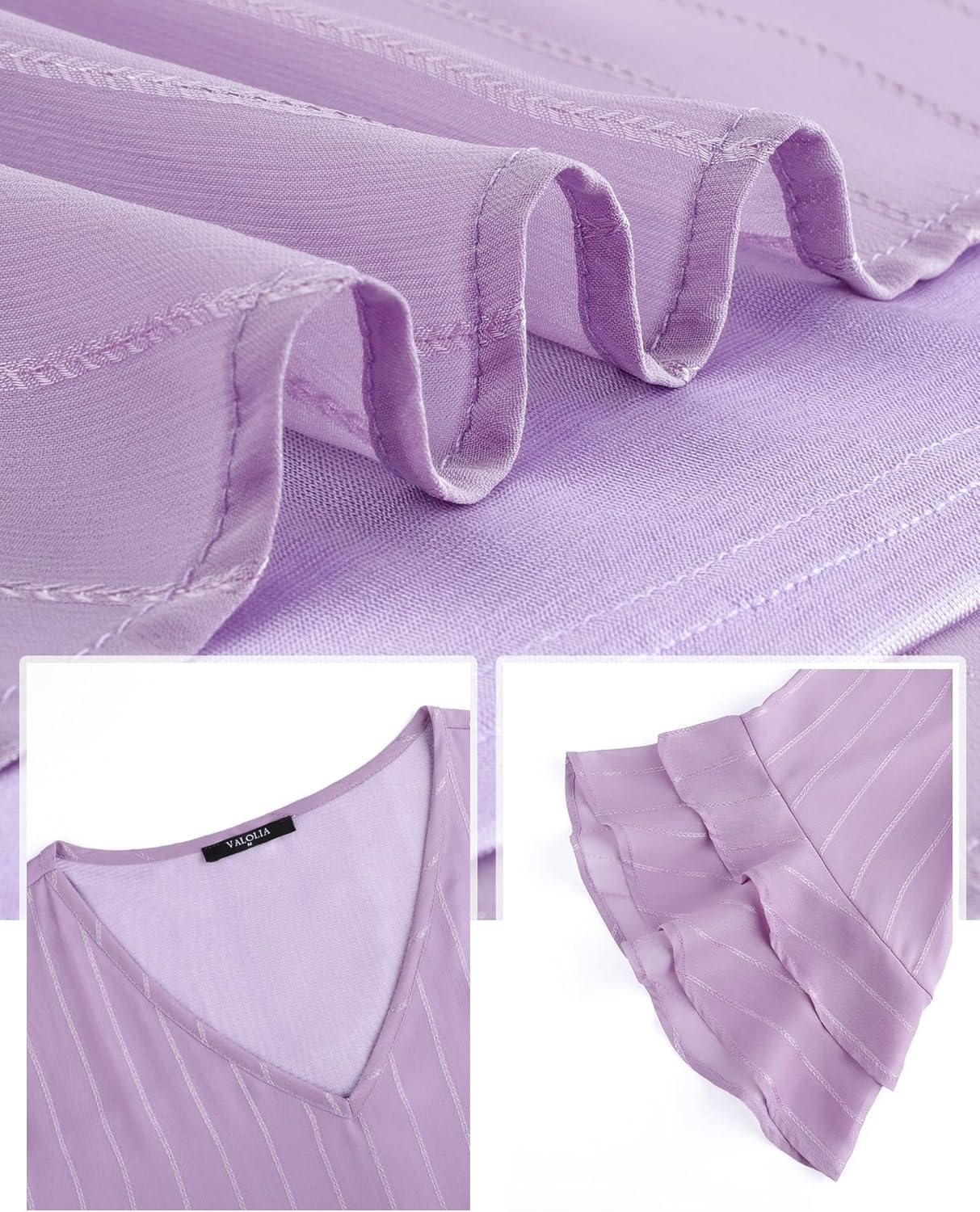 VALOLIA Womens Blouses 3/4 Sleeve Dressy Tops Business Casual Double Layers Shirts