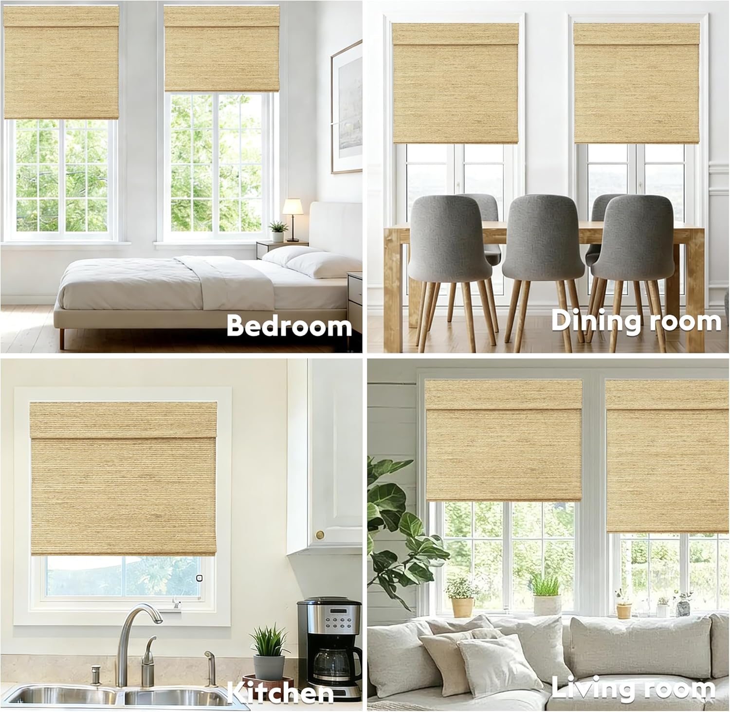 Motorized Bamboo Roman Shades, Motorized Blinds with Remote Compatible with Homekit, Alexa GoogleHome, Smart Wood Woven Shades for Indoor Windows, Customize, Savanna Weave