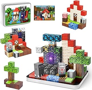70PCS Magnetic Building Blocks Travel Toys for Kids Ages 4-8, Forest Portal Mini Magnetic Blocks with Iron Case, Portable Magnet Cubes STEM Learning Set for Toddler Boys Girls Ages 3+