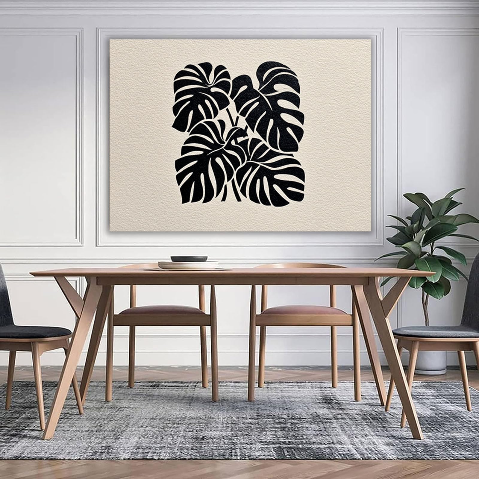 ZAMAEIU Nowoczesna zielona roślina plakat sylwetki żółwia do sypialni, biura, korytarza, wejścia (czarny)-30 x 50 cm w ramce