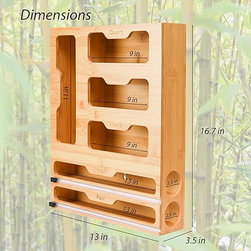 Miniatura 5 de Organizador de bolsas Ziplock, dispensador de envoltura de plástico con cortador