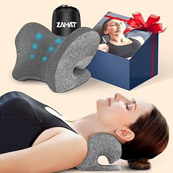 ZAMAT Neck and Shoulder Relaxer w/Magnetic Therapy Pillowcase, Neck Stretcher Chiropractic Pillows for Pain Relief, Cervical Traction Device for Relieve TMJ Headache Muscle Tension Spine Alignment
