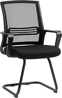HOMCOM Bürostuhl Schwingstuhl mit Armlehne, Freischwinger Schwarz | Besucherstuhl, Kufenbasis, Ergonomisch, Bürostühle für Büro, Konferenzraum, Arbeitszimmer