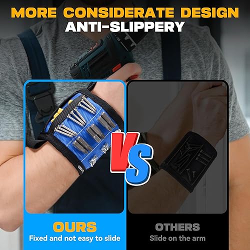 Miniatura 6 de Regalos para hombres, pulsera magnética para herramientas con 12 imanes súper fuertes, tela Oxford doble 1680D, regalo ideal de cumpleaños para