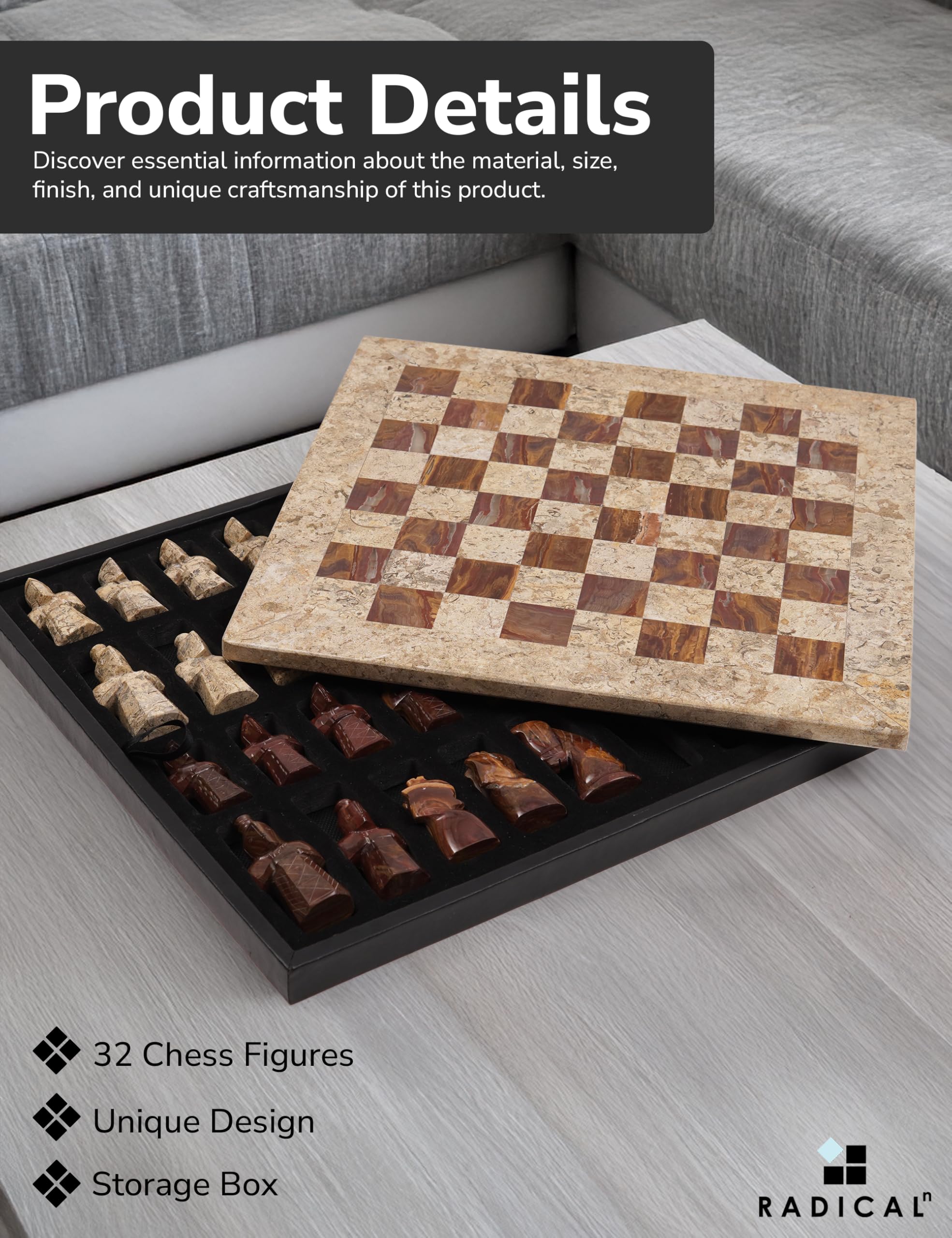 Amazon | Radicaln 大理石アンティークチェスセット 15インチ 化石