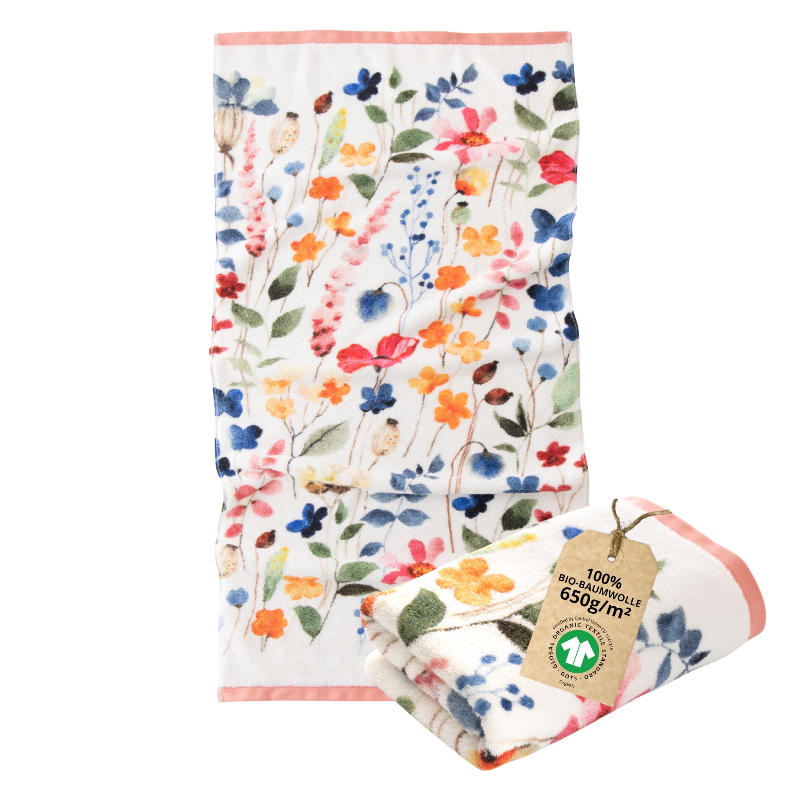 ZWOLTEX - Handtücher Premium Art Design - Meadow, Groß Bedrucktes Handtuch 70x140 cm, Badehandtuch aus 100% Organic Baumwolle 650g mit GOTS-Zertifikat, Weich und Saugfähig Towel