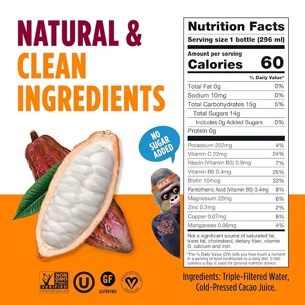 Blue Stripes Superfruit Water - Natural Hydration Drink (10 FL OZ) | Cold Pressed Cacao Juice and Water with No Sugar Added | Plant Based, Non GMO with Natural Electrolytes & Antioxidants 2