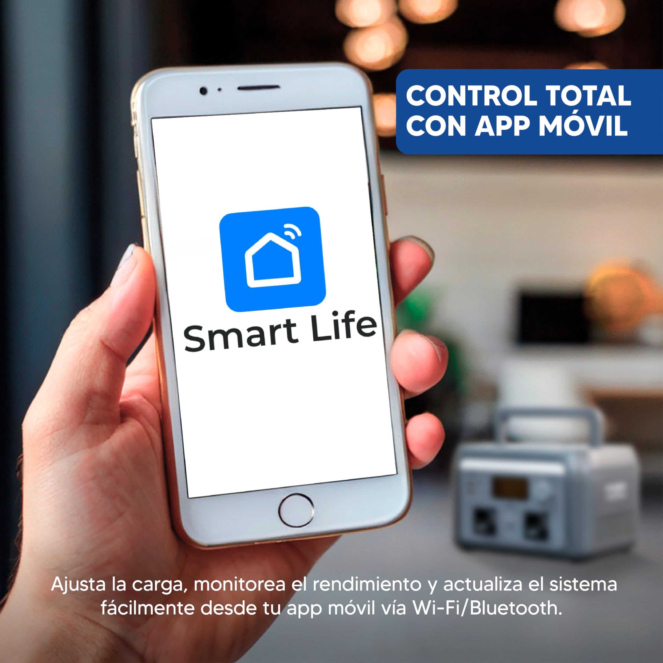 HYUNDAI Estación de Energía Portátil 1000W con Carga Rápida - Power Station con App para Control Inteligente - Generador Solar con SAI para Emergencias - Batería LiFePO4 Ligera y Duradera