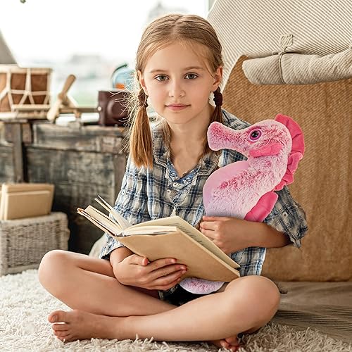 Miniatura 7 de DolliBu - Peluche de caballito de mar rosa, súper suave, lindo animal de peluche para niños y adultos, adorable juguete de regalo para niñas y