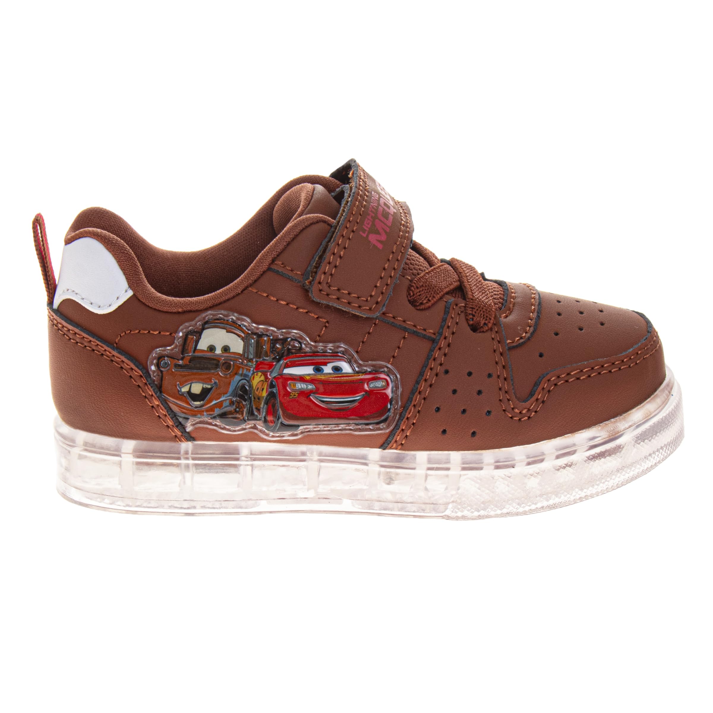 Disney Pixar Cars - Scarpe da ginnastica Saetta McQueen Tow Mater, con luci a LED, senza lacci, traspiranti, scarpe da ginnastica Mater Rust Marrone, taglia 38-42, per bambini piccoli