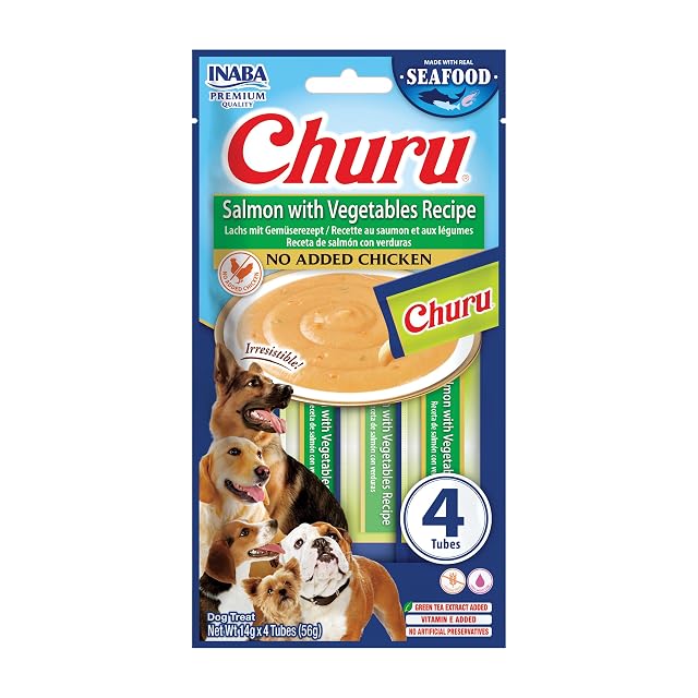 INABA Churu Snack para Perros Cremoso de Salmón con Verduras
