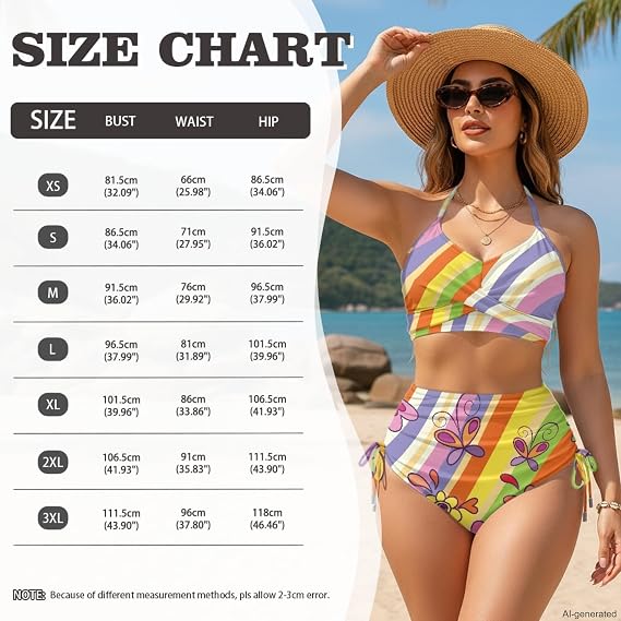 Two Piece Bikini Set for Women Sexy Bathing Suit Ruched Swimsuit Tie Two Sides Bottom Swimwear XS-3XL