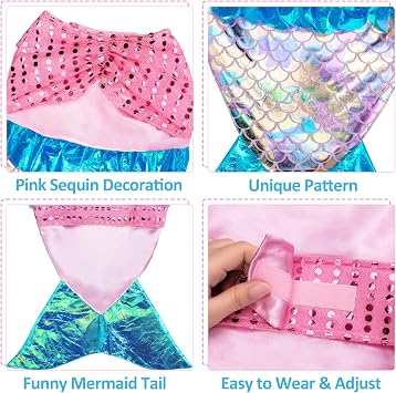 Mermaid Dog Halloween Costumes, Dog Clothes Mermaid Costume for Small Medium Dogs Cats Puppy, Cute Pet Cosplay Outfit for Christmas, Birthday Party Photo Props Dress up Accessories Parade