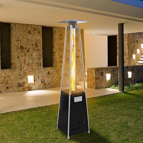 Miniatura 8 de Calentador de patio al aire libre, calentador de propano LP de gas pirámide con ruedas de 87 pulgadas de alto 42000 BTU para patio comercial y