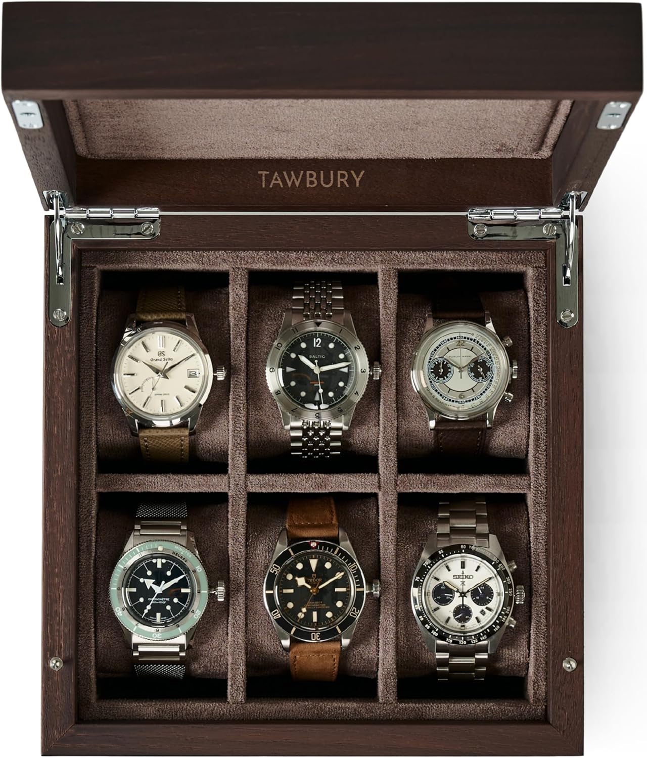 TAWBURY Wooden Watch Box for Men – 6 Watch Box Wood | Wooden Mens Watch Box Rustic | 6 Watch Case for Women & Men | Watch Collection Box for Men | Wrist Watch Storage Case for Men Wood