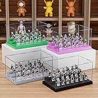 Vista 7 de Mlikero Paquete de 2 minifiguras para bloques de figuras de acción, caja de exhibición de acrílico transparente a prueba de polvo con 3 escalones