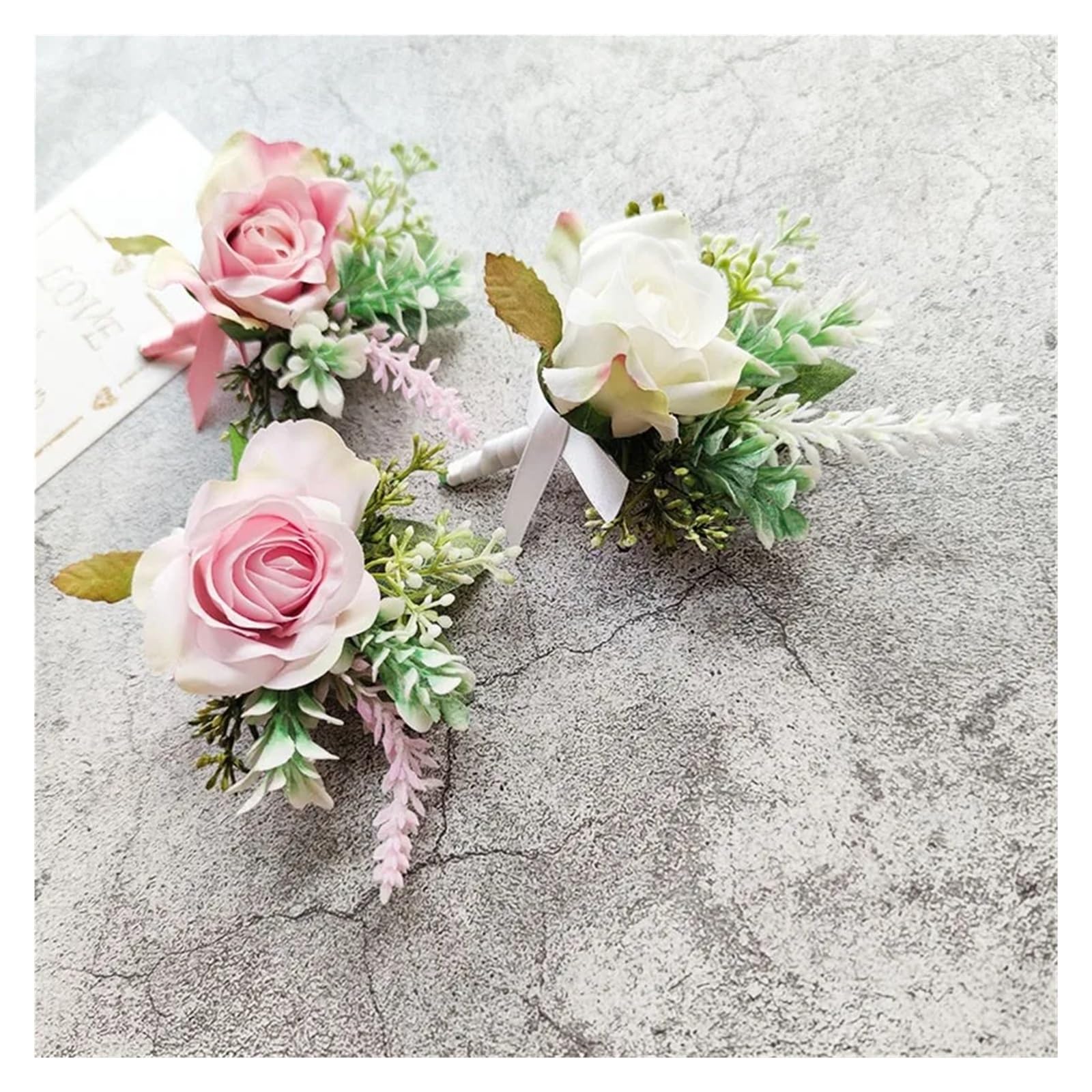 Handgelenk Corsage Bräutigam Corsage Hochzeit Boutonniere Rosa Rose Brosche Blumen Seide Anstecknadel Knopfloch Boutonniere for Gäste Ehe Zubehör(Boutonniere C)