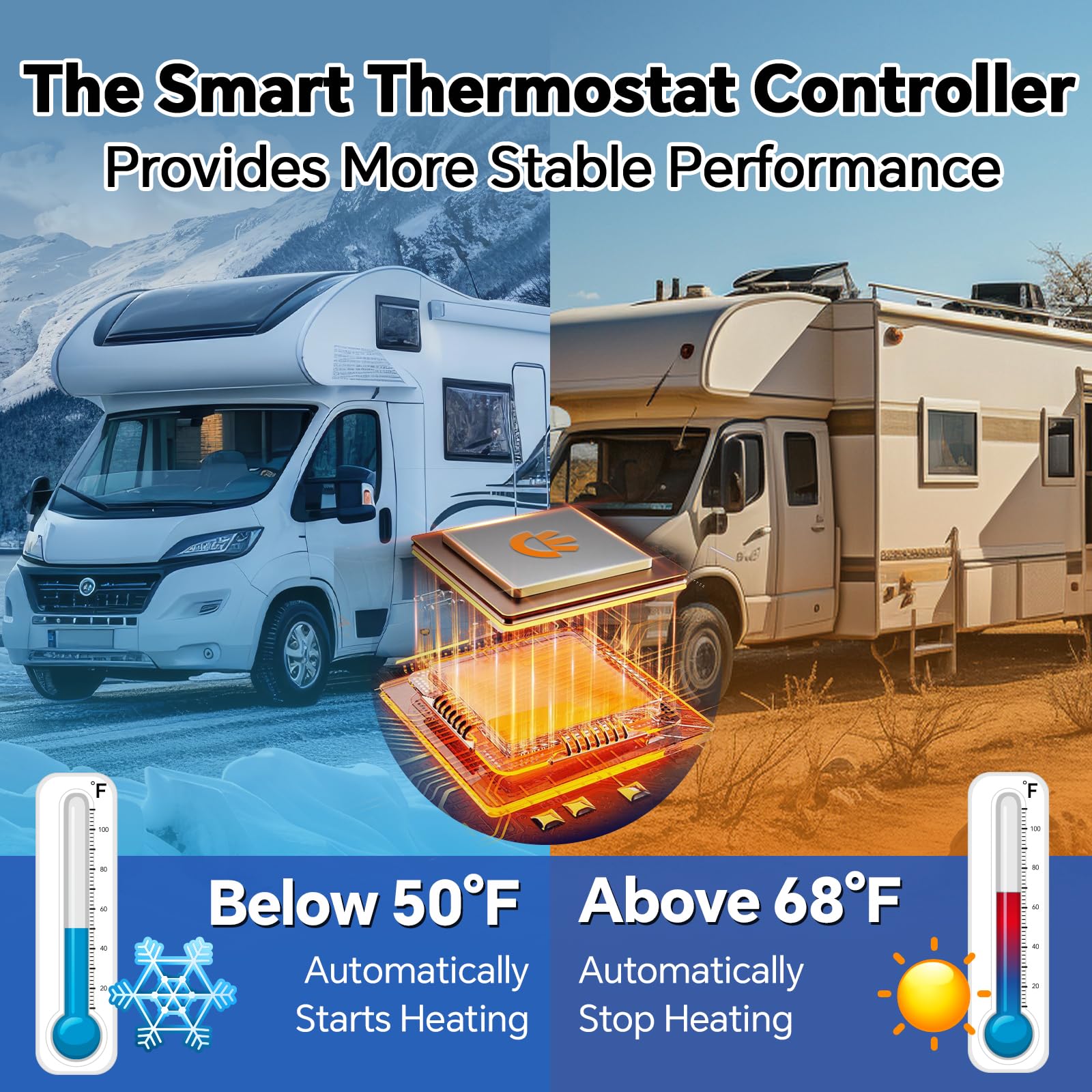 Calentador de tanque para autocaravana con termostato automático y adhesivo fuerte, 45cm×30cm 12V CC Calentador de tanque séptico Perfecto para tanque de agua fresca/agua gris/agua negra