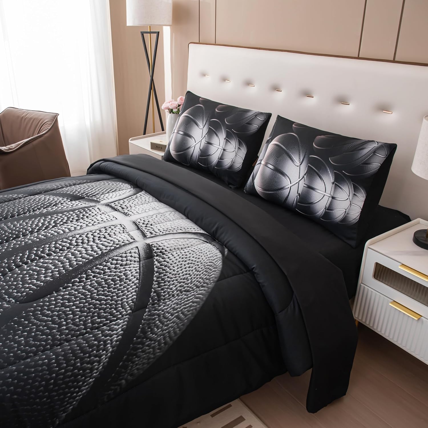 Tailor Shop 5 Pieces Twin Comforter Sets Bed in A Bag for Boys Teen Kids,Boys Bedding Set with Basketball Sheets Fitted Bed Sheet (1 Comforter, 1 Flat Sheet, 1 Fitted Sheet, 2 Pillowcases)… - Image 5