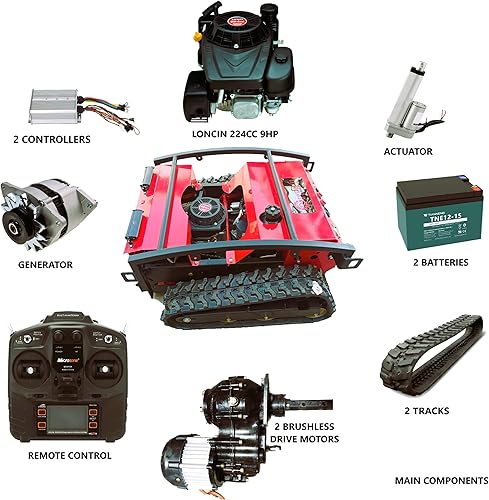 Miniatura 5 de DareDevil Mower Cortacésped con control remoto  Subida de pendiente de 50 grados  Corte de 22 pulgadas  Tanque de gas de 6 L  Fuente de alimentación