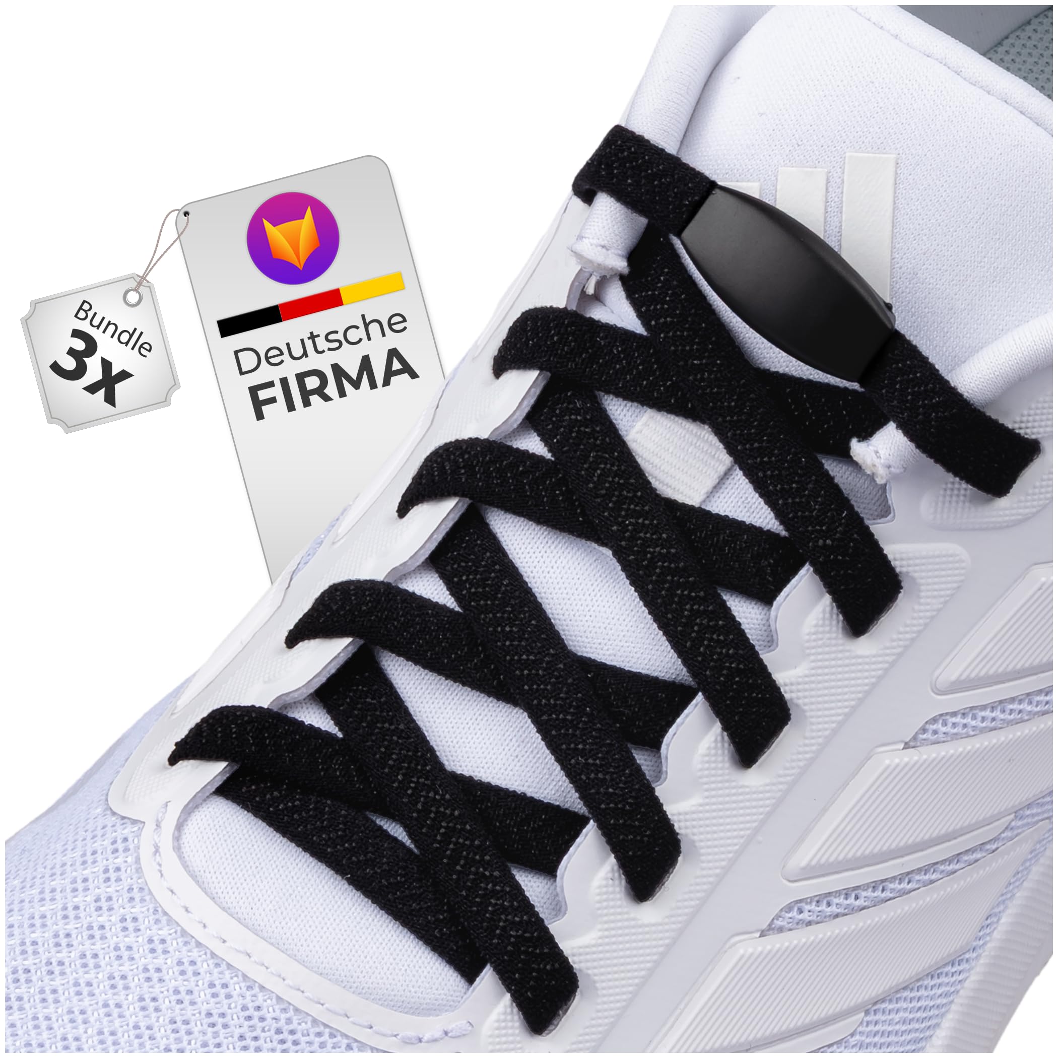 Schnürfuchs Premium Elastische Schnürsenkel ohne binden – Elegantes Schnellschnürsystem Schnürsenkel elastisch Gummi Schnürsenkel Schnellverschluss
