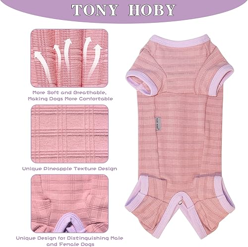 Miniatura 4 de TONY HOBY Pijama para perro, overol para perro, traje de recuperación para perros después de la cirugía para perros pequeños y medianos (rosa