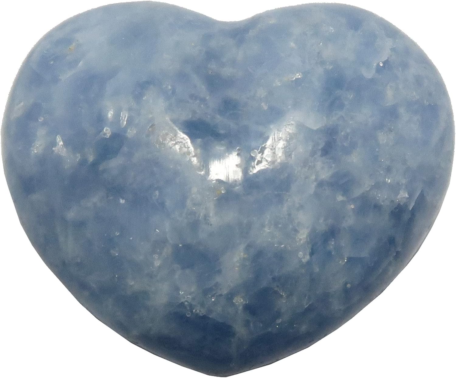 Blue Calcite Heart Dreamy Desires Sweet Love Crystal Stone 3.25-3.5 Inches