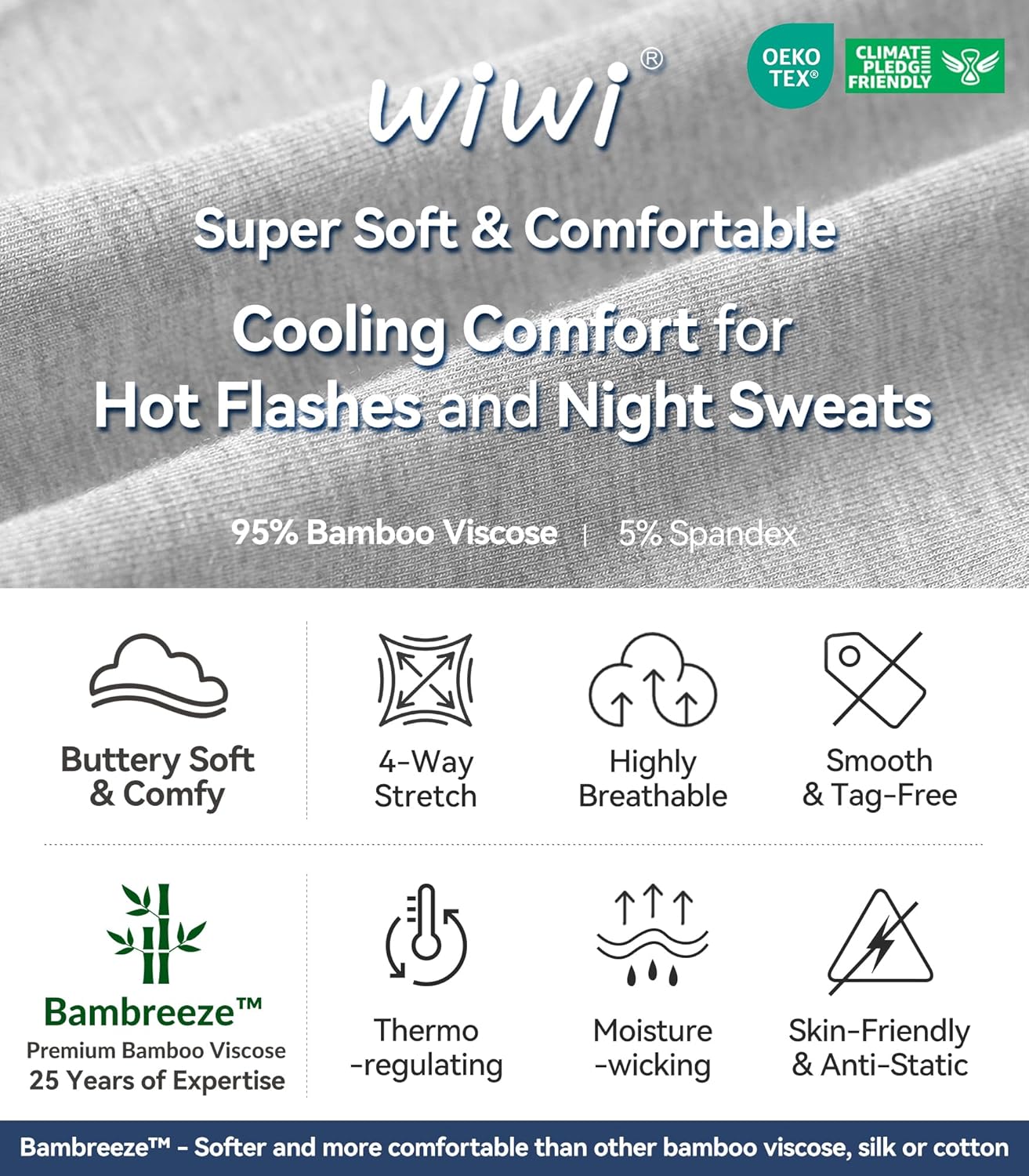 WiWi Bamboo Viscose Capri Pants for Women Wide Leg Pajama Super Soft Knit Lounge Sleep Cooling Pj Bottoms S-XXL - Image 5