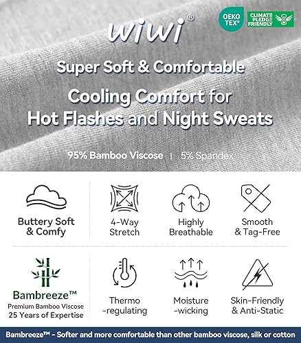 Miniatura 6 de WiWi Camisones de viscosa de bambú para mujer, camisas de dormir de manga larga, pijamas suaves S-XXL