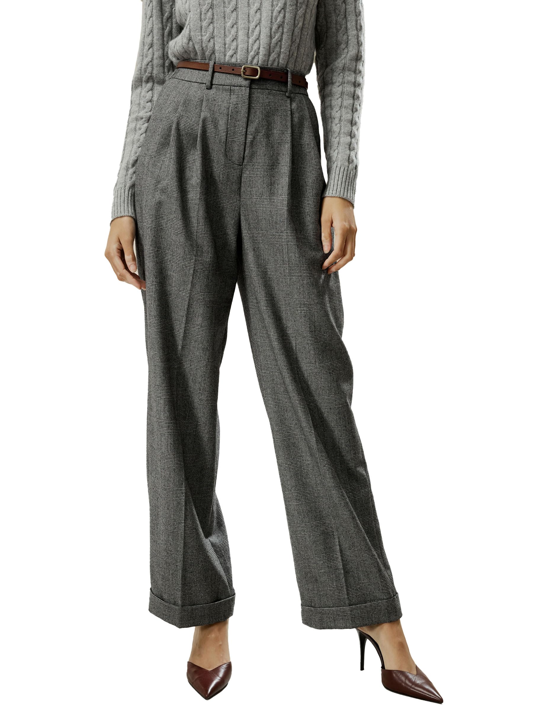 LilySilk Wool-Flannel Suit Trousers for Women Soft Silk Lined Business Blazer Suit Pants Office Work Formal Occasions
