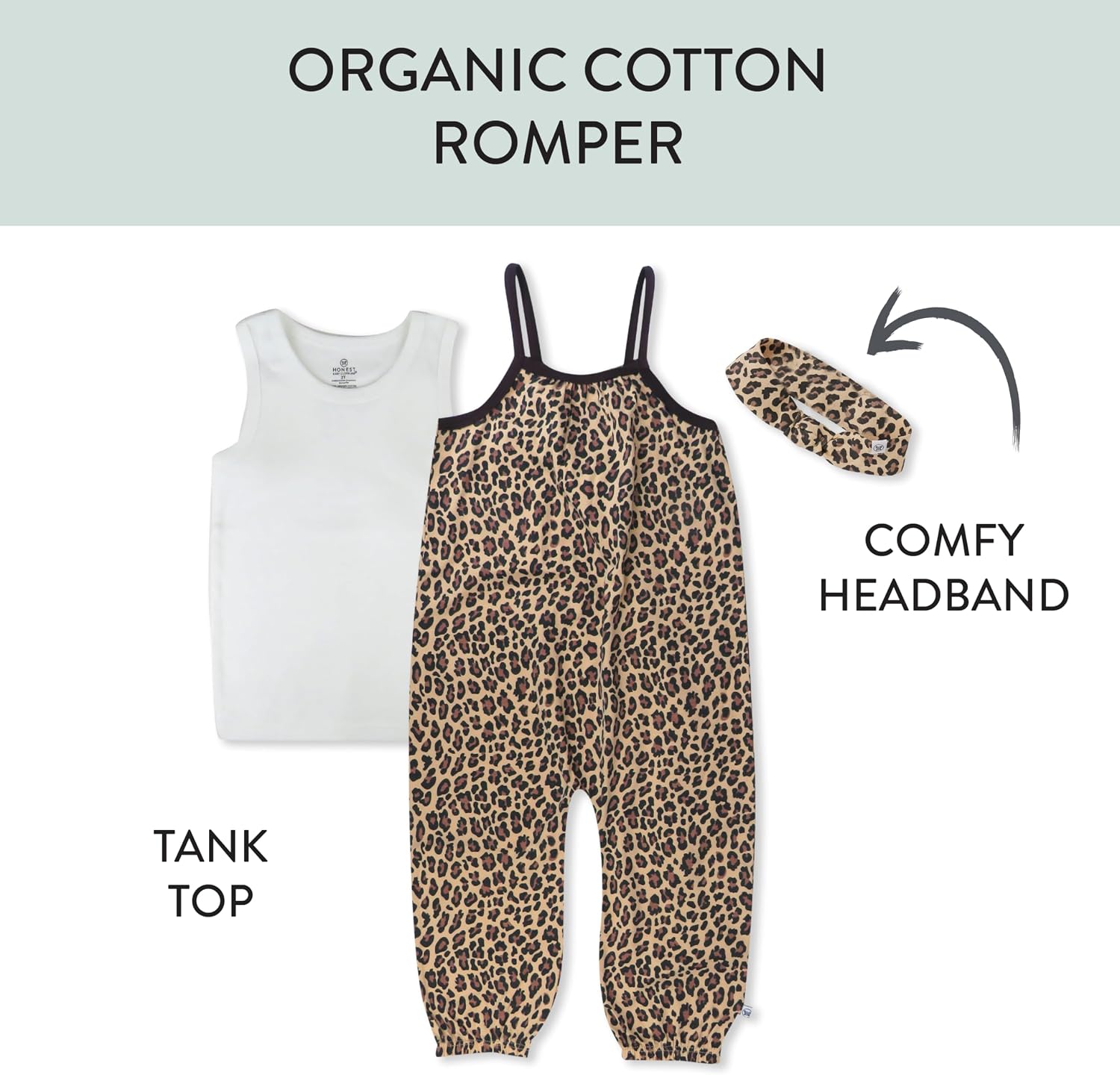 HonestBaby baby-girls Strappy Romper, Tank Top, and Headband Set Organic Cotton