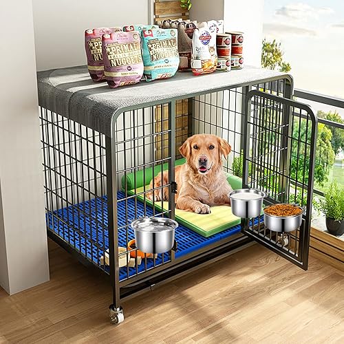 Miniatura 7 de Cuenco de agua para perros, 3 cuencos de acero inoxidable para perros, cuenco de metal duradero antiderrames para jaula de perrera, cuenco de agua