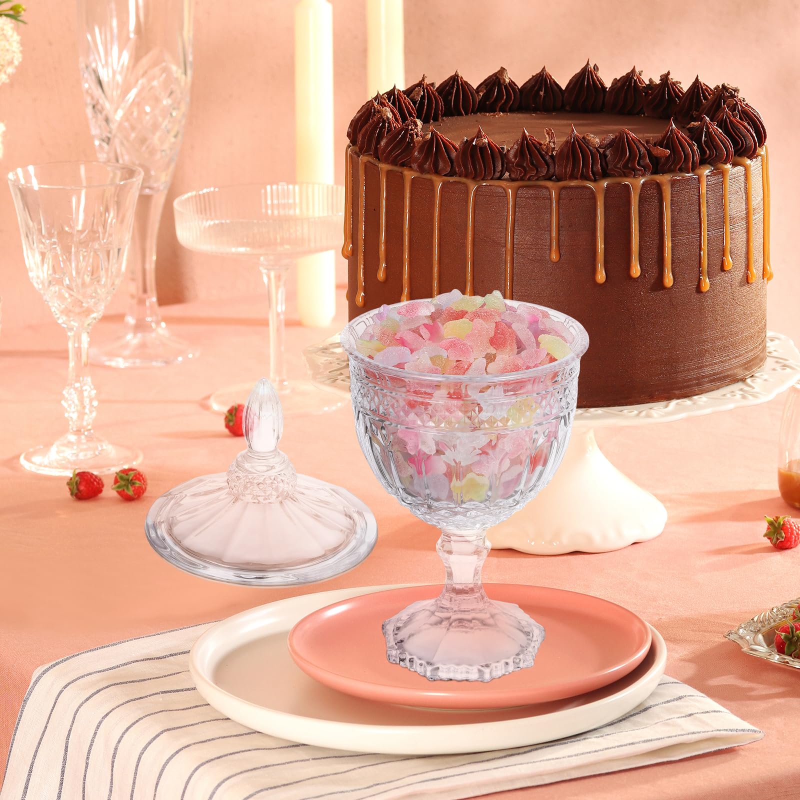 TOPBATHY Bocal En Verre Avec Couvercle Hermétique 25X23X11.5 Cm Pot Bonbonnière Pour Stockage De Bonbons Collations Et Décoration Cuisine Maison