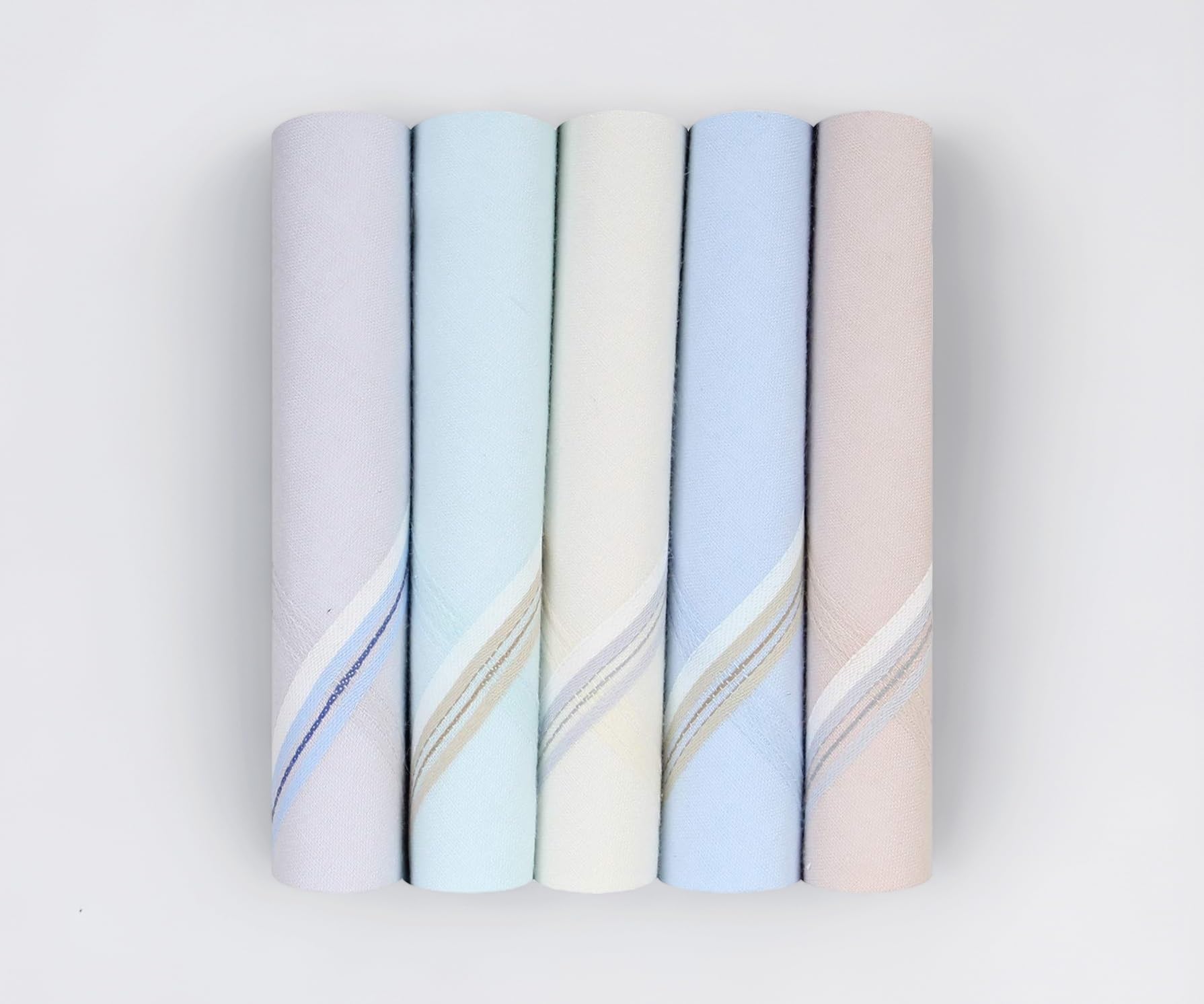 Men's Premium 100% Pure Cotton Handkerchief Light Base with Colored Border