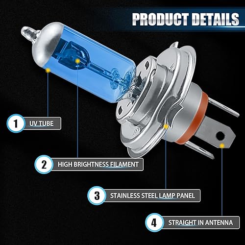 Miniatura 3 de Pack-2 Bombillas halógenas H4, bombillas de xenón para automóvil, luces de haz alto de 12 V, 10090 W, kit de repuesto de luces de automóvil,