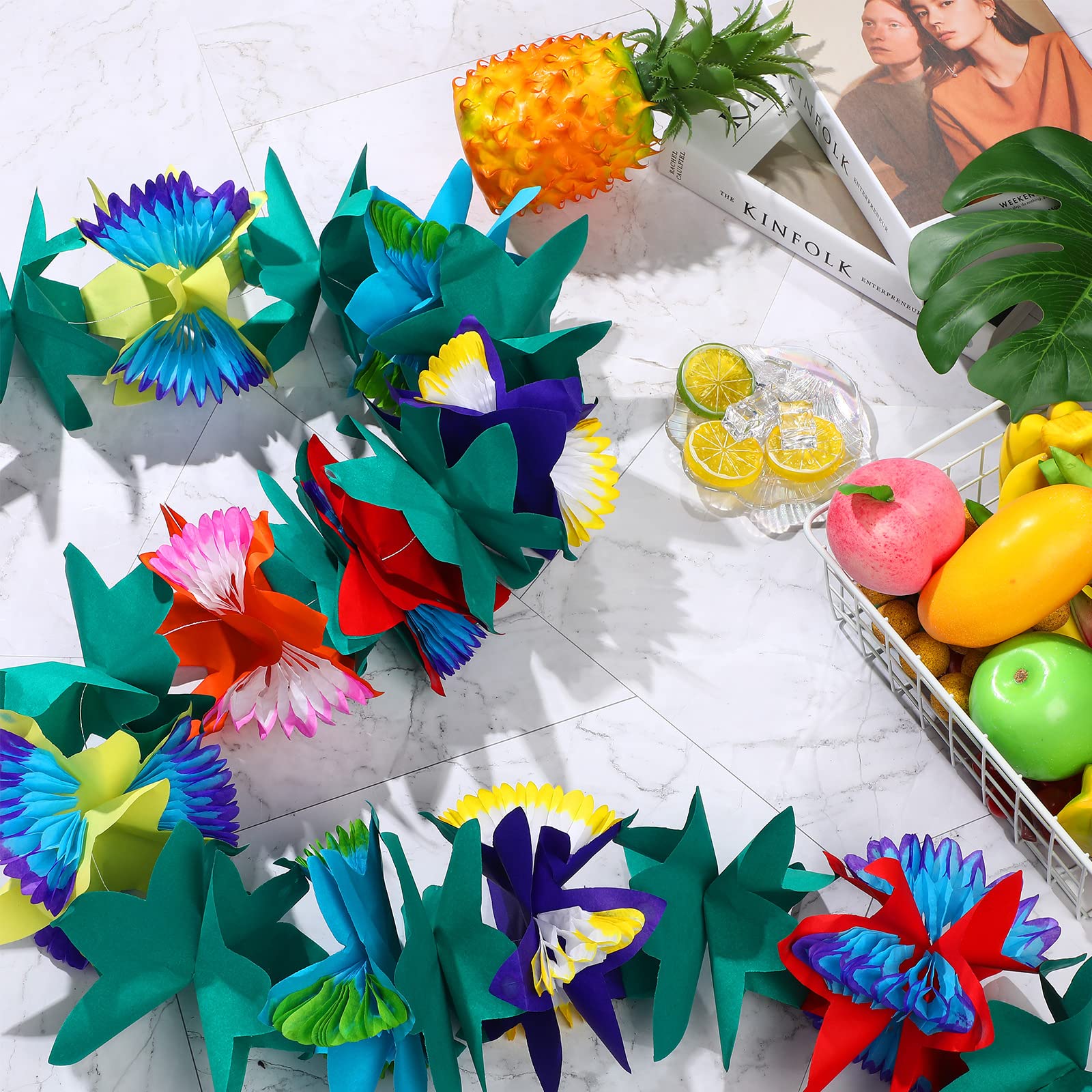 Tropische Girlande 2 Stück – Je 6 M, Buntes Seidenpapier Mit Hibiskus-Blumen, Für Hawaii-Party, Sommer & Geburtstag