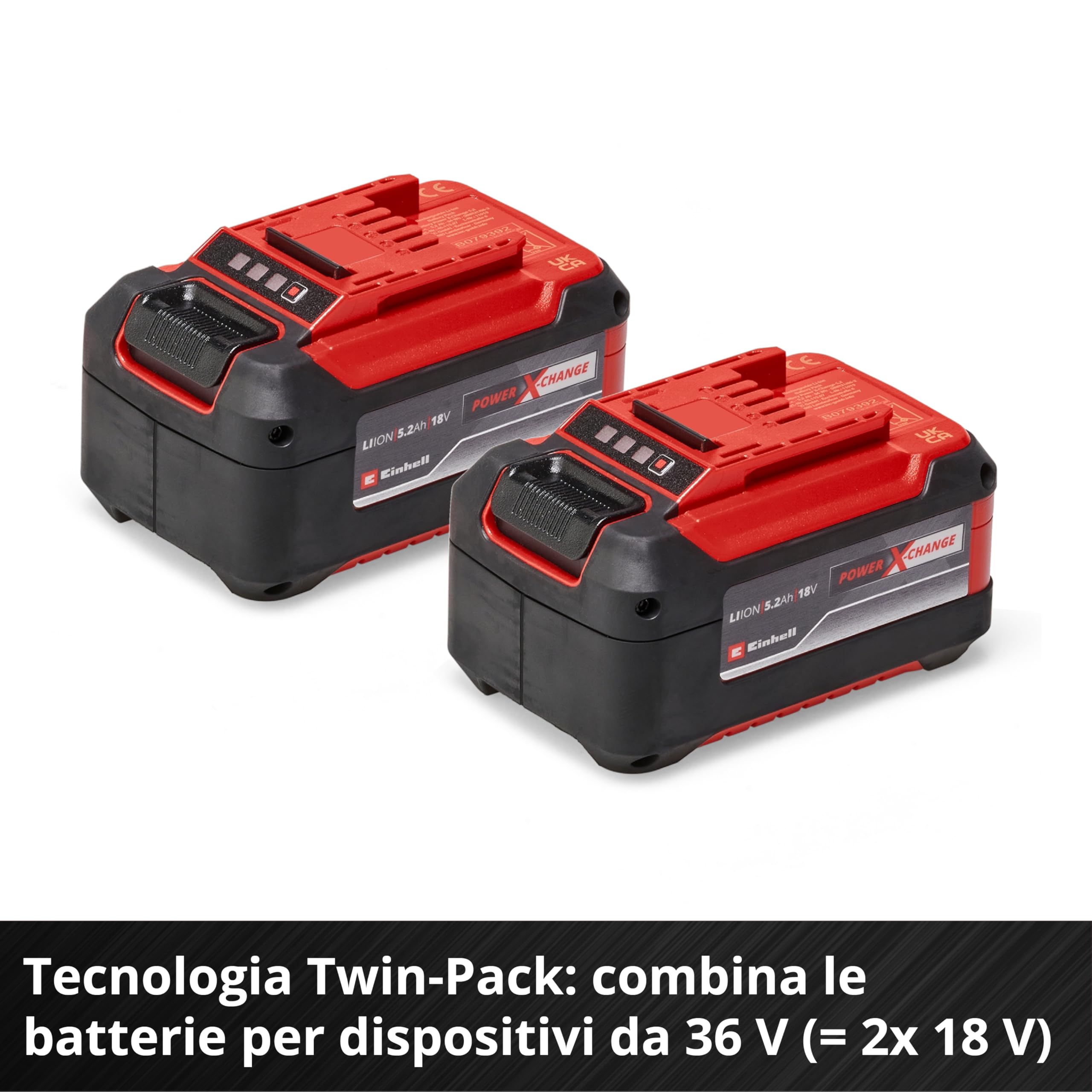 Original Einhell Batteria da 5,2 Ah e dispositivo di ricarica Power X-Change Starter Kit (ioni di litio, 18 V, tempo di ricarica di 100 minuti, adatto a tutti i dispositivi Power X-Change)
